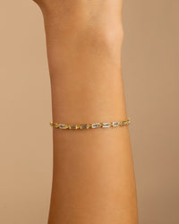Sterling Silver Kenzie Baguette Sparkle Chain Bracelet