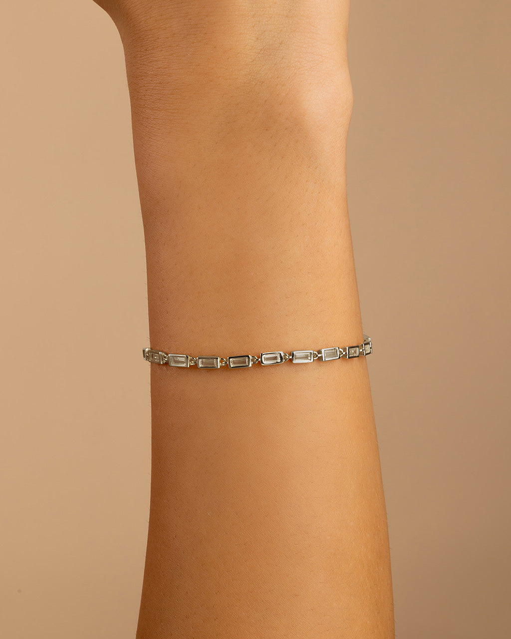 Sterling Silver Kenzie Baguette Sparkle Chain Bracelet