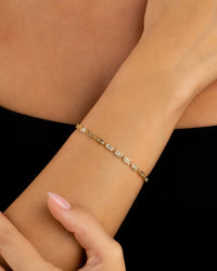 Sterling Silver Kenzie Baguette Sparkle Chain Bracelet