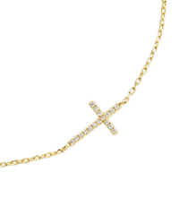 Sterling Silver Delicate CZ Cross Bracelet - Sterling Forever