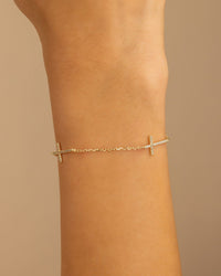 Sterling Silver Delicate CZ Cross Bracelet - Sterling Forever