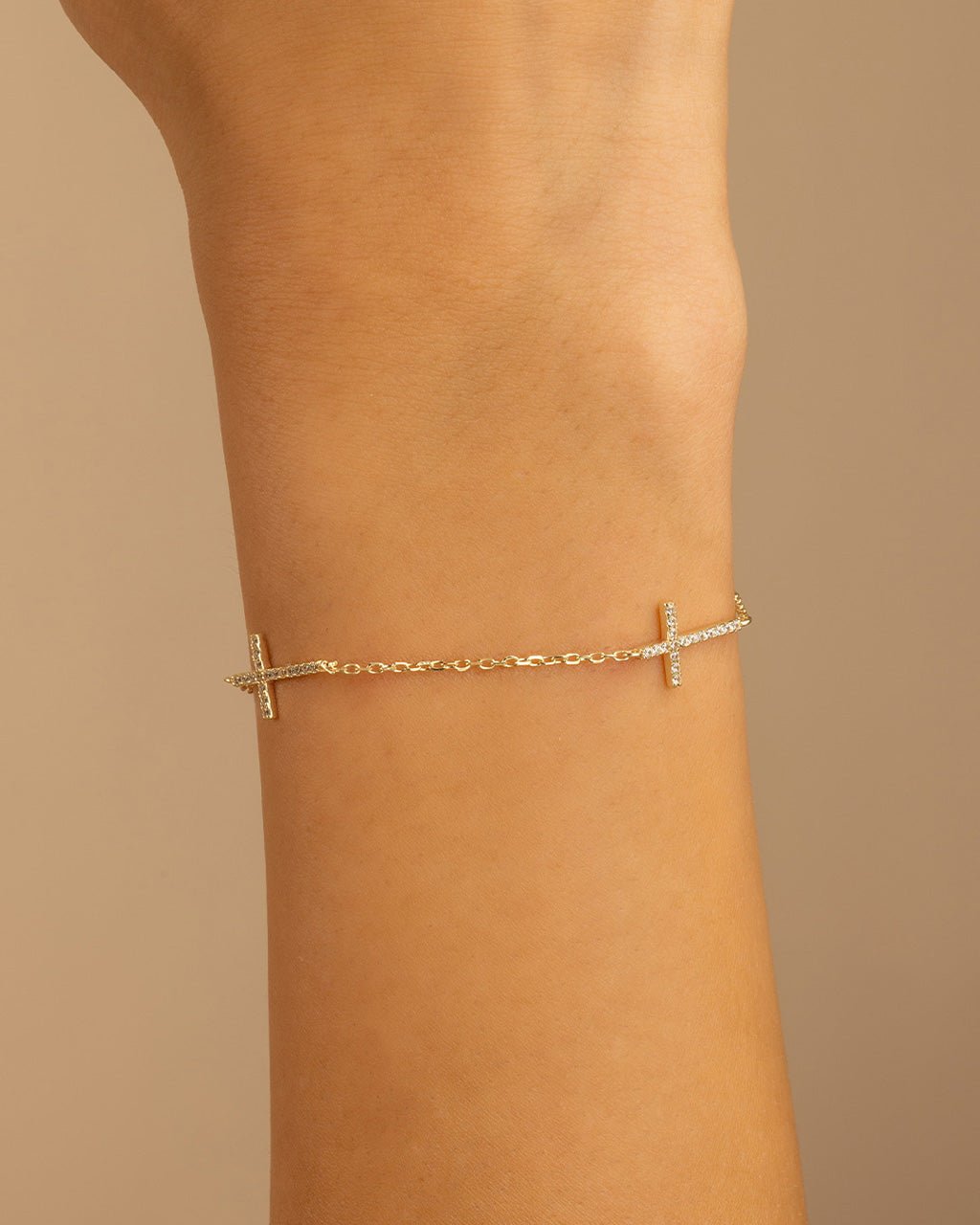 Sterling Silver Delicate CZ Cross Bracelet - Sterling Forever