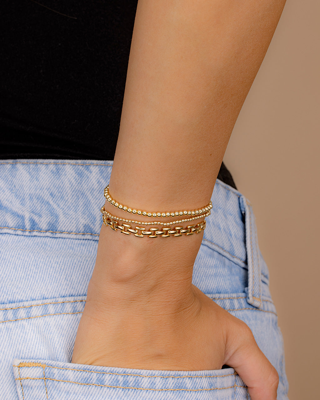 Link & Bead Bracelet Set of 3