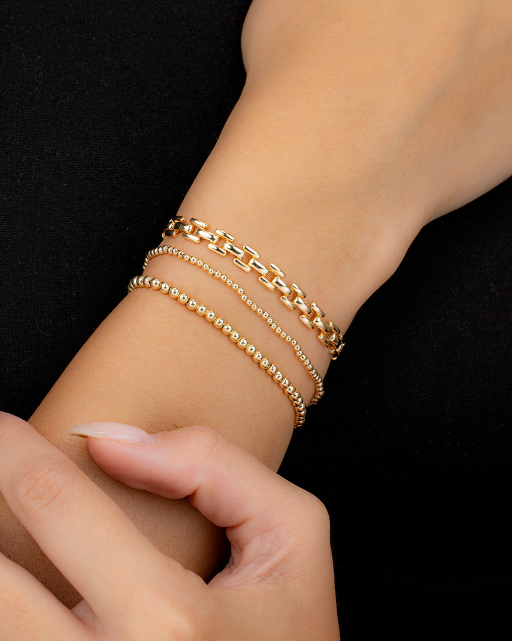 Link & Bead Bracelet Set of 3