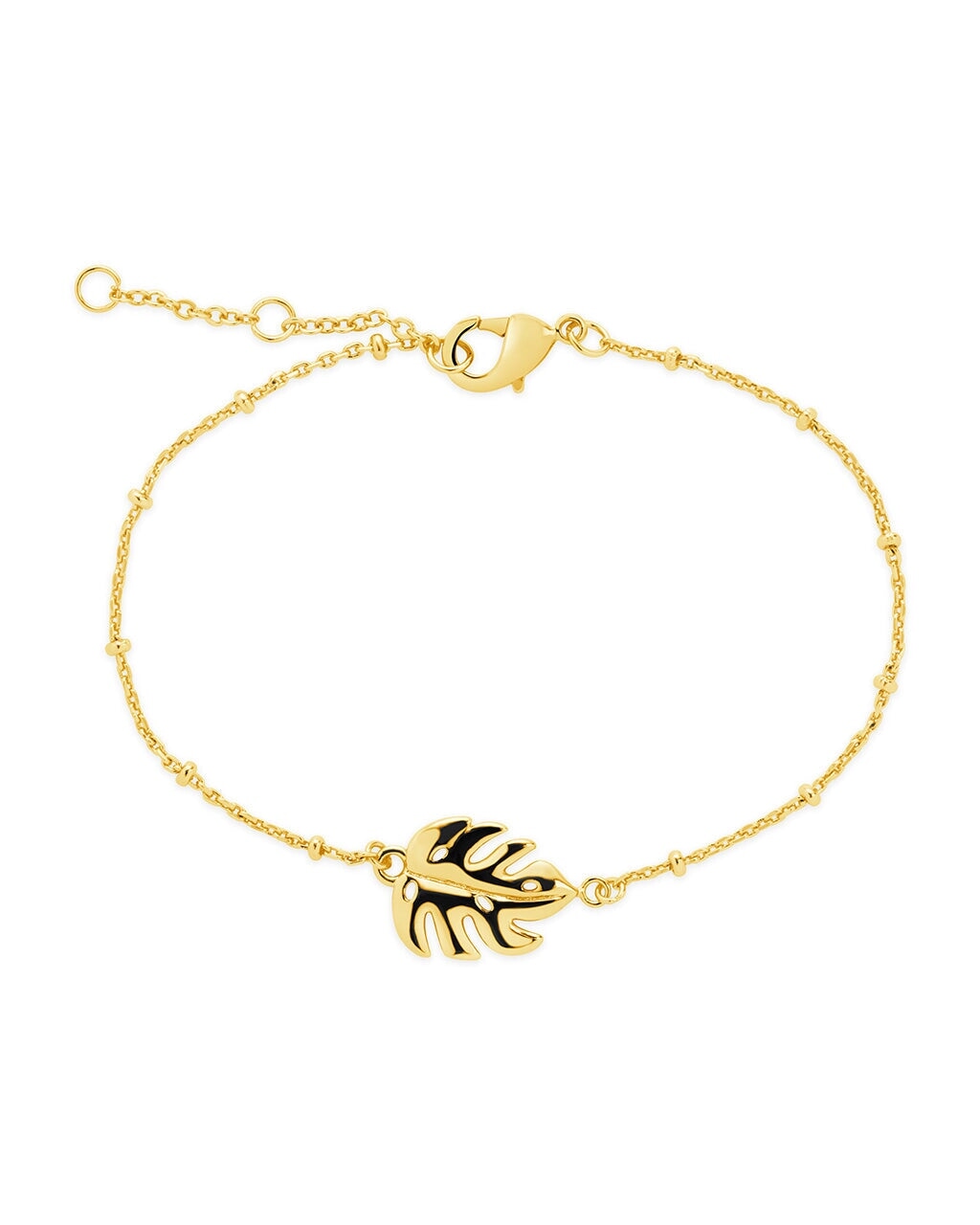 Monstera Leaf Threader Earrings and Chain Bracelet Set Bundles Sterling Forever 