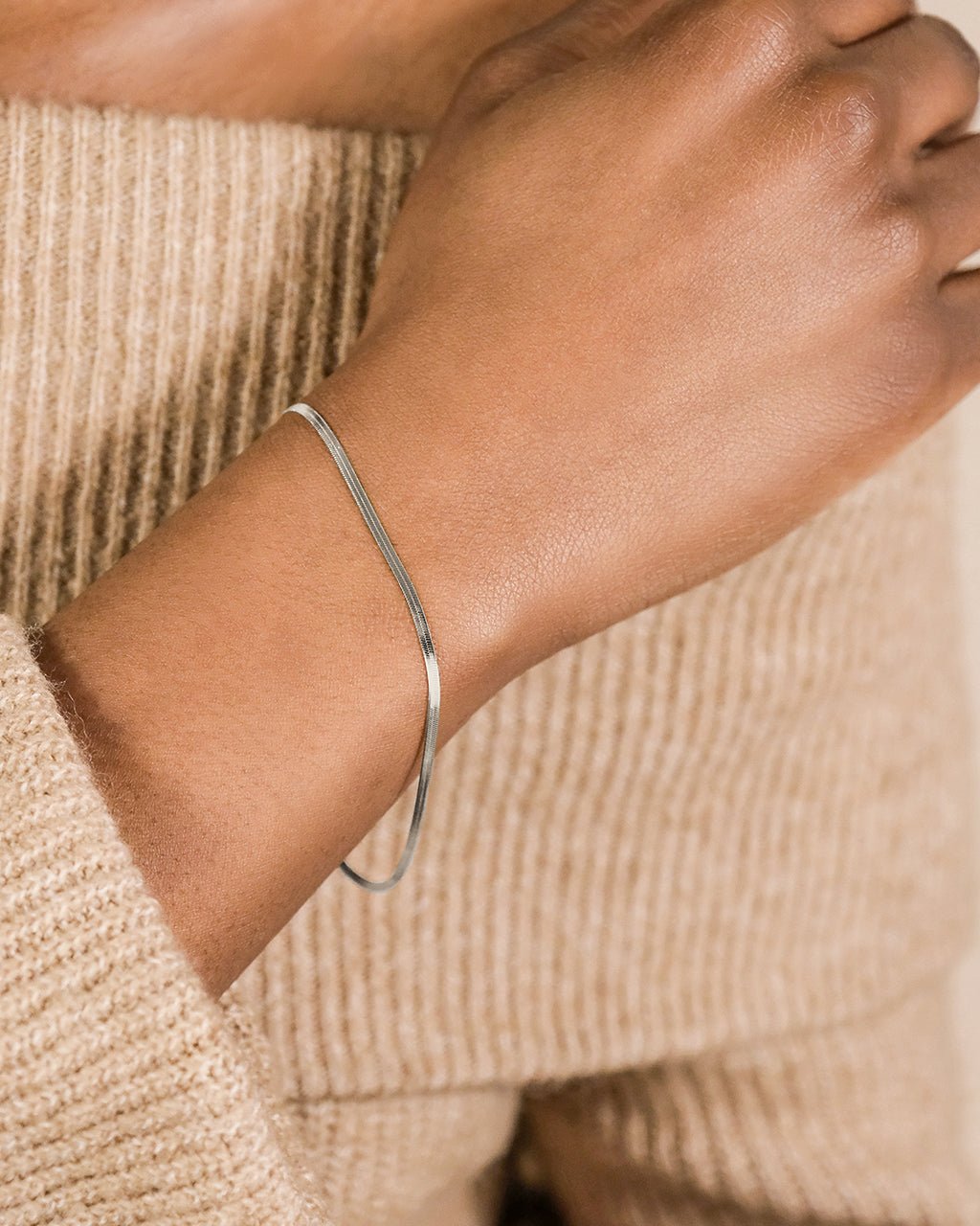 Sterling Silver Herringbone Chain Bracelet - Sterling Forever
