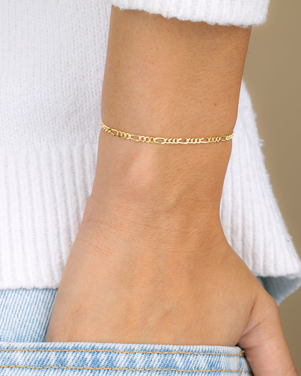 Sterling Silver Anne Dainty Figaro Chain Bracelet