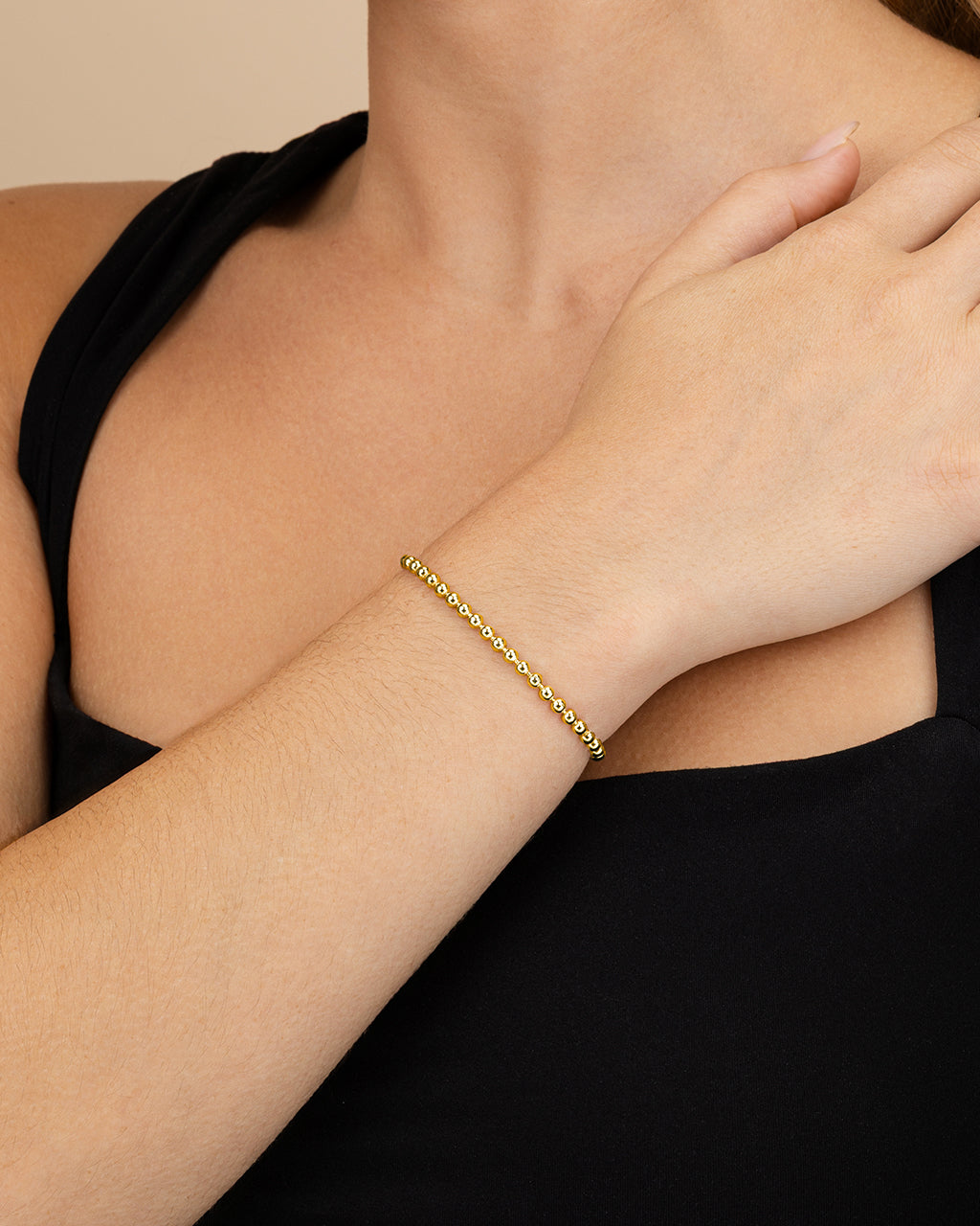 Sterling Silver Basia Dainty Beaded Chain Bracelet