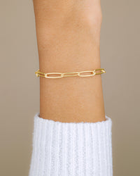 Sterling Silver Large Elongated Paperclip Chain Bracelet