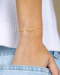 Sterling Silver Large Elongated Paperclip Chain Bracelet