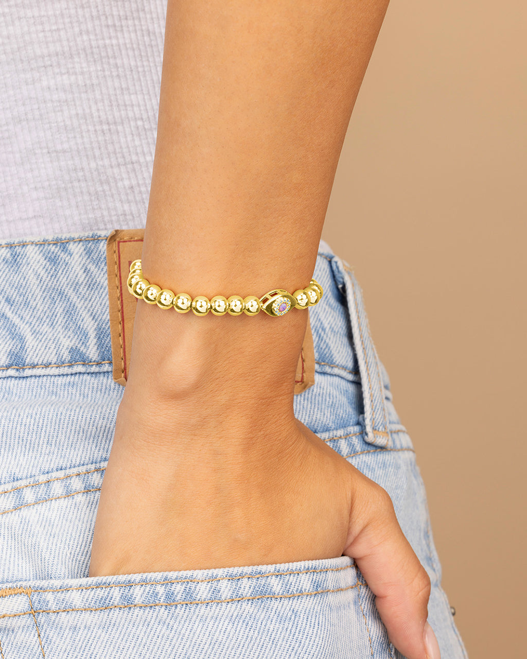 Davey Opal & CZ Evil Eye Beaded Bracelet