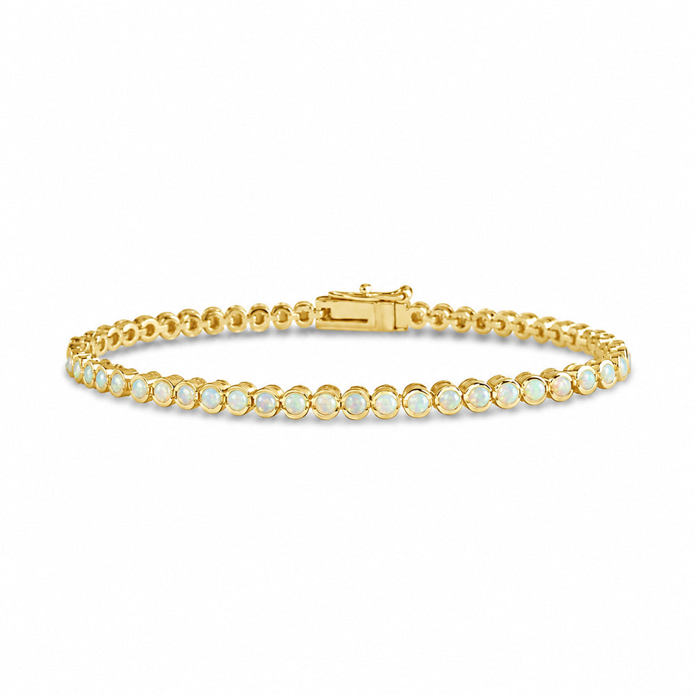 Helene Bezel White Opal Tennis Bracelet