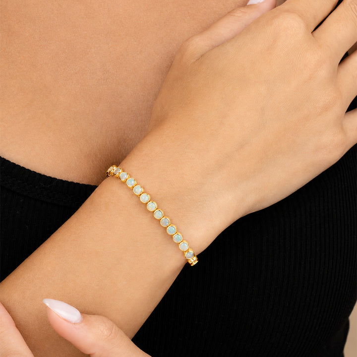 Helene Bezel White Opal Tennis Bracelet