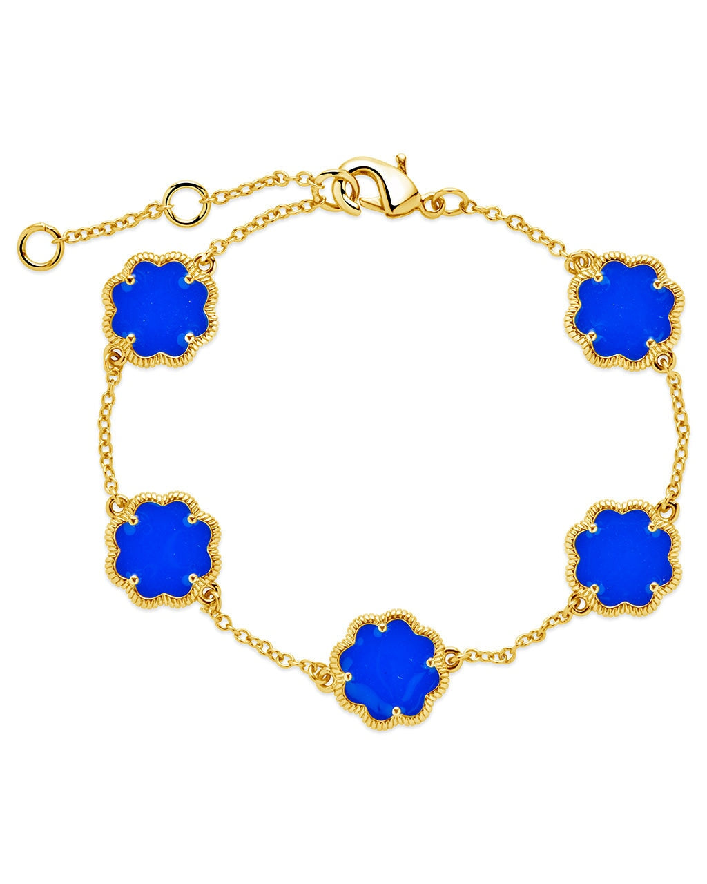 Rose Petal Station Bracelet Bracelet Sterling Forever Gold Blue Enamel 