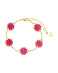 Rose Petal Station Bracelet Bracelet Sterling Forever Gold Pink Turquoise 