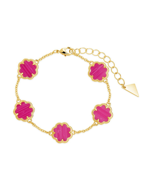 Rose Petal Station Bracelet Bracelet Sterling Forever Gold Pink Turquoise 