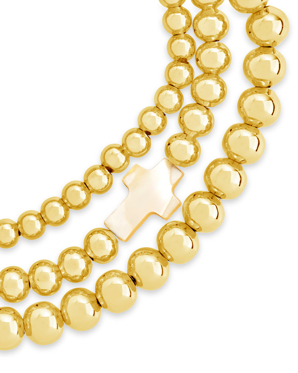 Mother of Pearl Cross Beaded Bracelet Set
