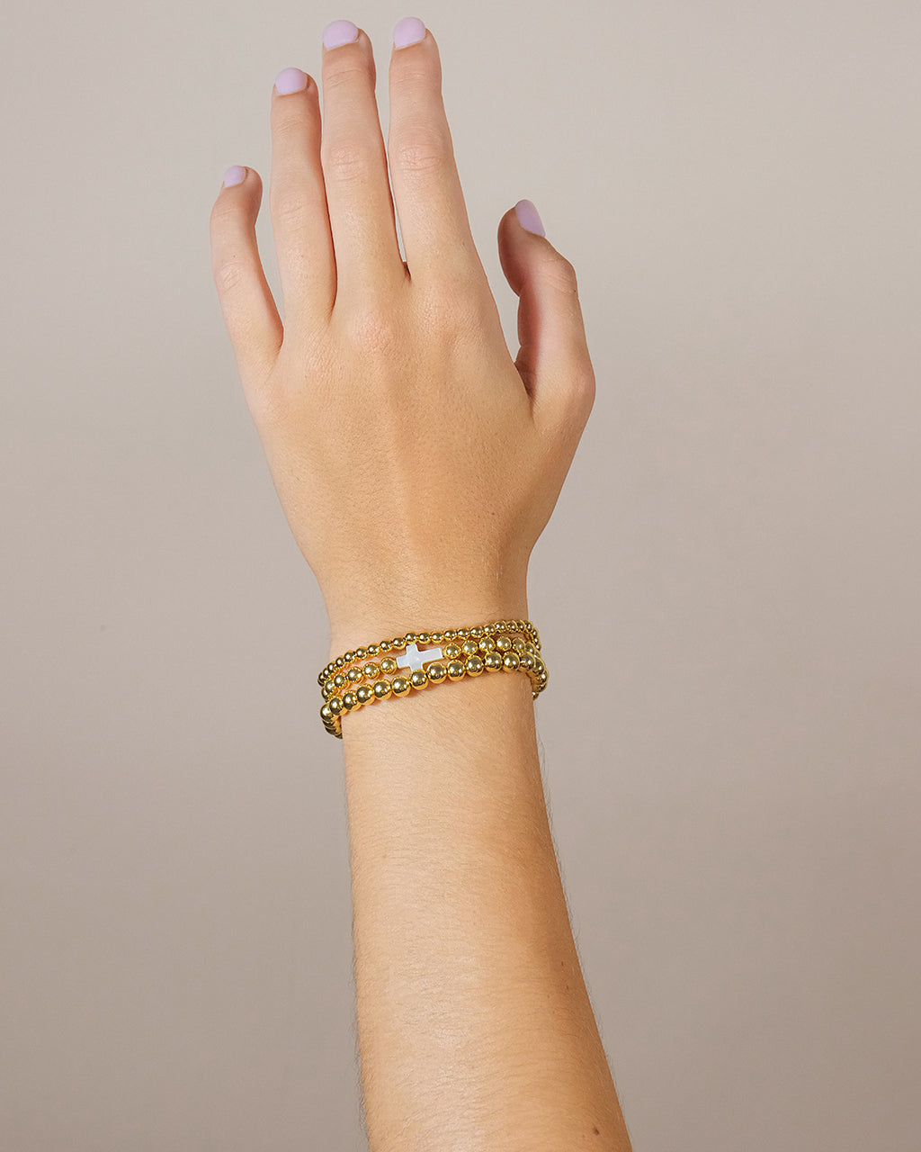 Mother of Pearl Cross Beaded Bracelet Set