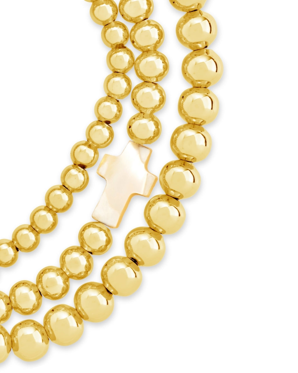 Arden Mother of Pearl Cross & Beaded Bracelet Set