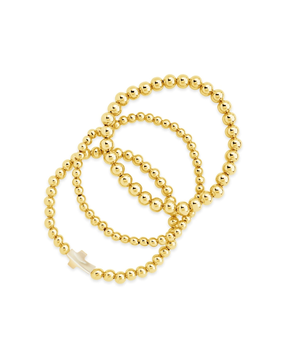 Arden Mother of Pearl Cross & Beaded Bracelet Set