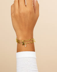 CZ, Moon, & Star Double Chain Bracelet