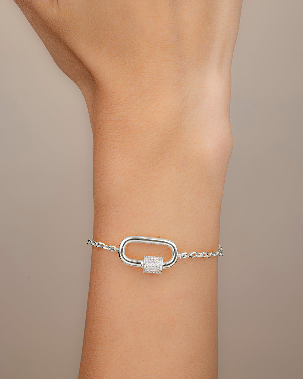 CZ Carabiner Bolo Bracelet