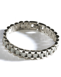 CZ Accent Watch Band Chain Bracelet