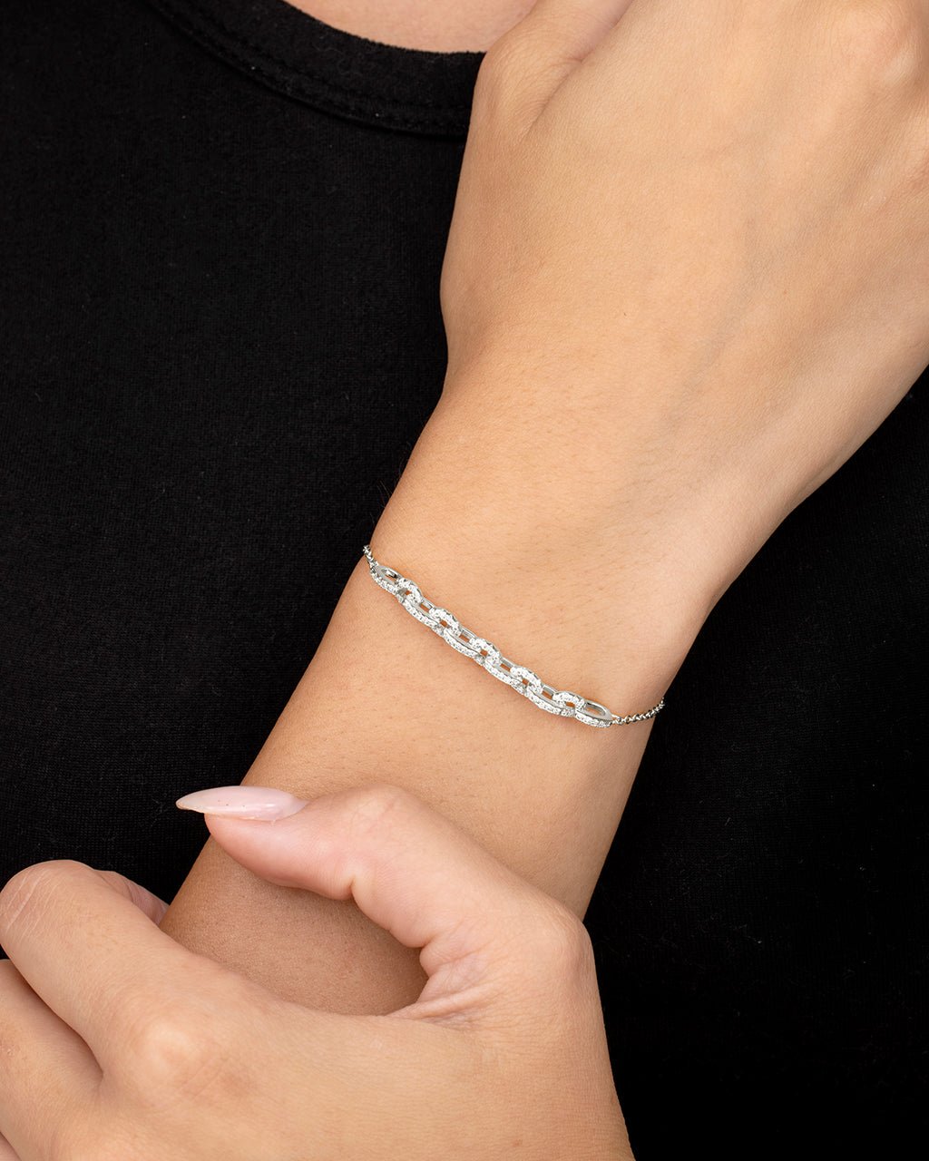Harley CZ Interlocking Chain Bracelet - Sterling Forever