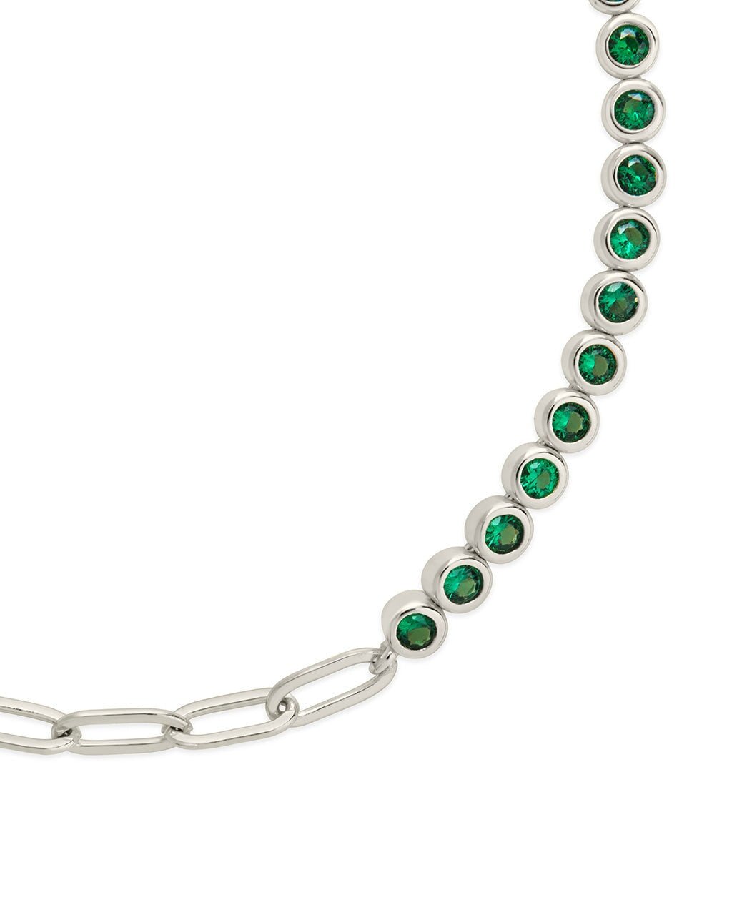 Emerald CZ Tennis & Chain Bracelet - Sterling Forever