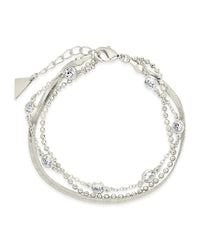 Paisley CZ & Layered Chain Bracelet - Sterling Forever
