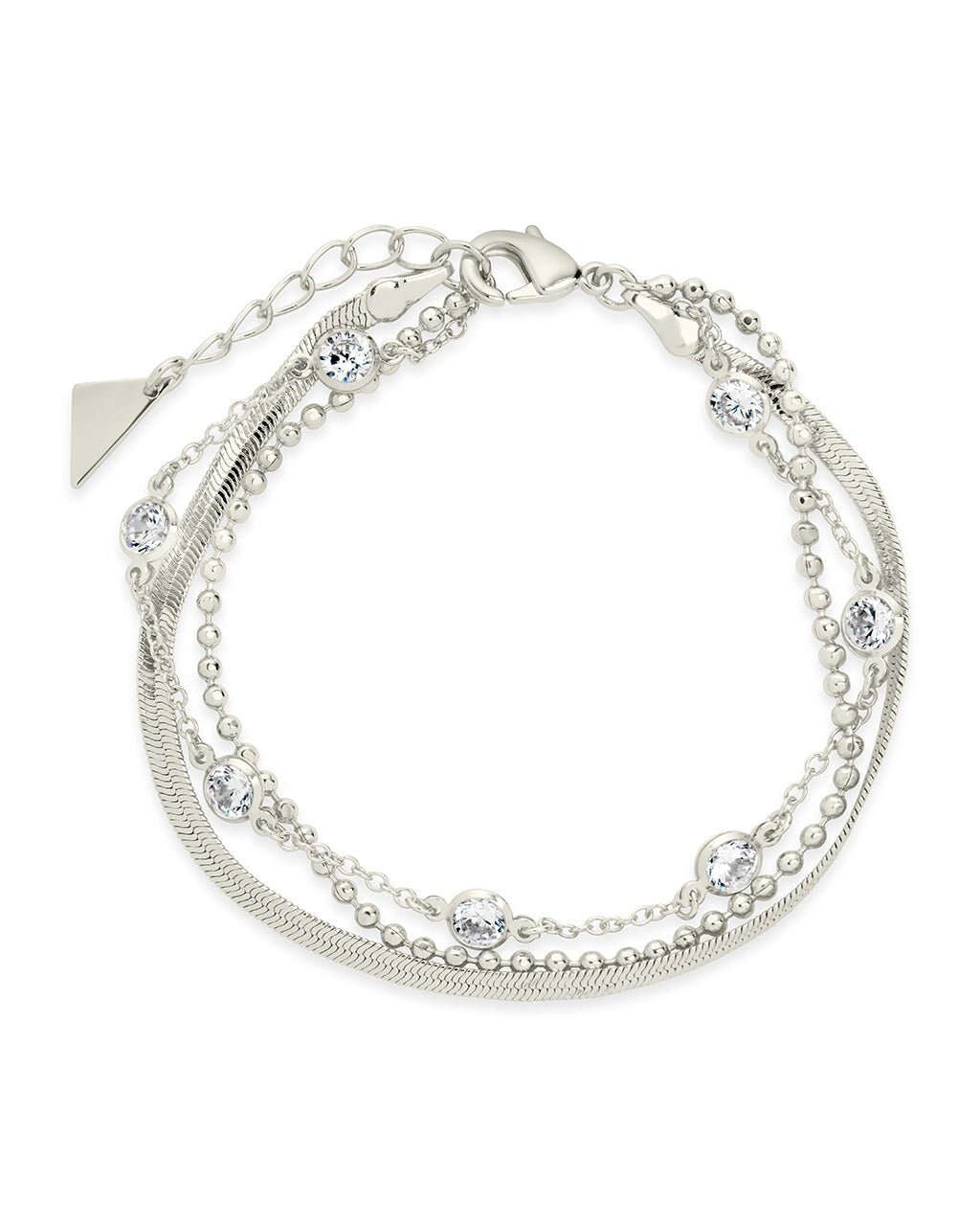 Paisley CZ & Layered Chain Bracelet - Sterling Forever