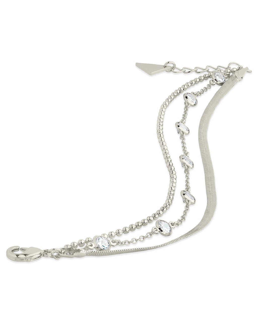 Paisley CZ & Layered Chain Bracelet - Sterling Forever