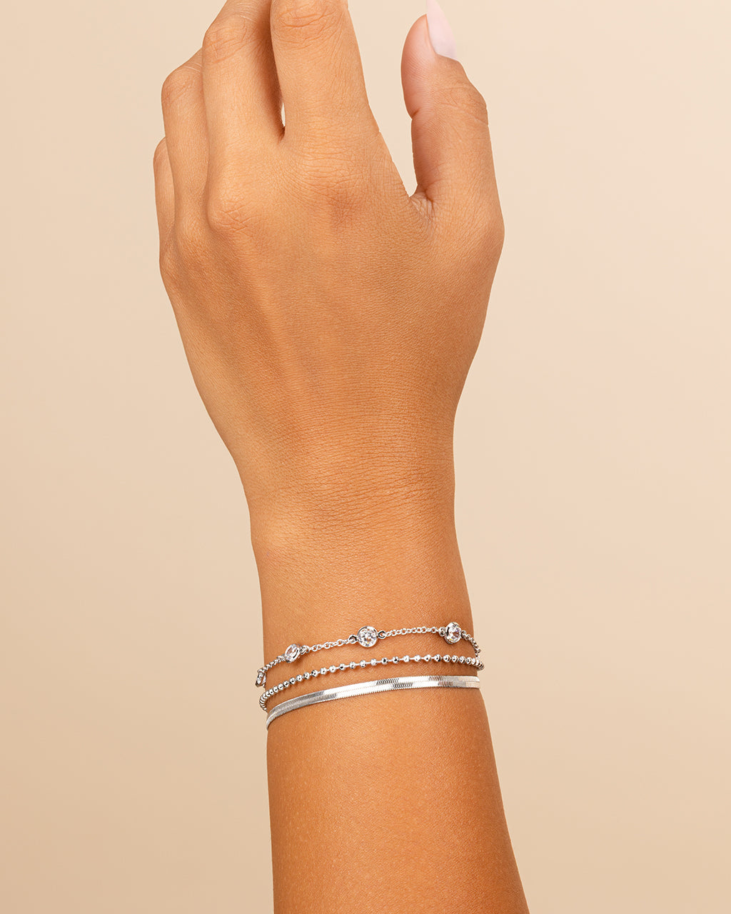 Paisley Cubic Zirconia & Layered Chain Bracelet – Sterling