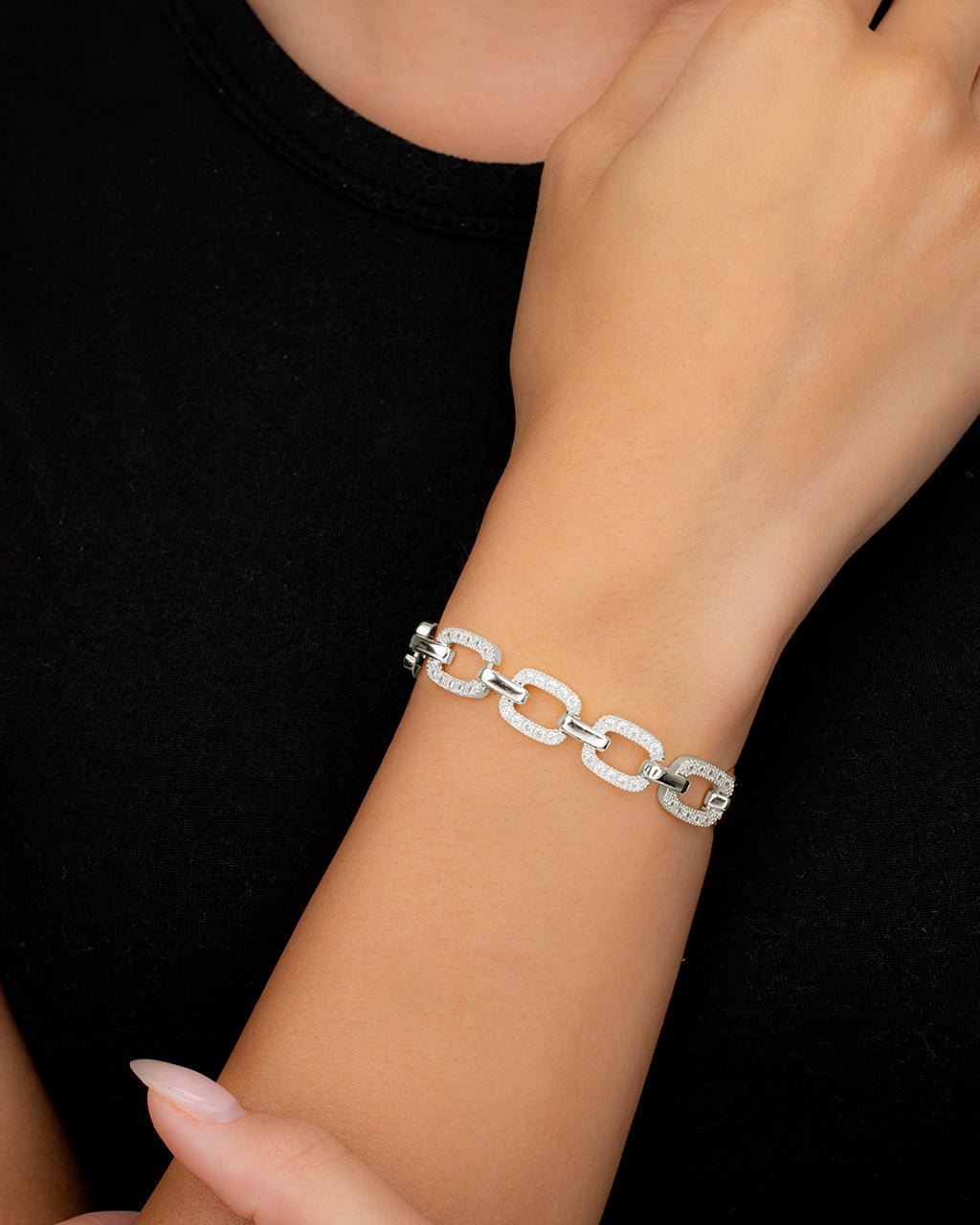 Fiona CZ Statement Chain Link Bracelet - Sterling Forever