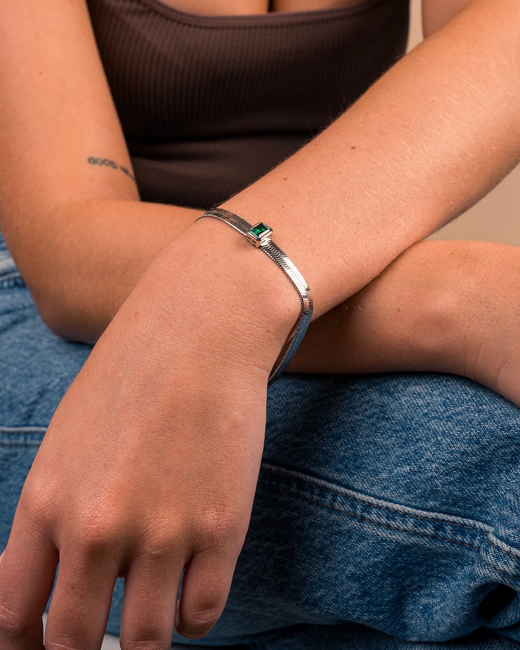 Calder Station CZ Herringbone Bracelet - Sterling Forever