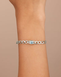 Rebel Station CZ Curb Chain Bracelet - Sterling Forever