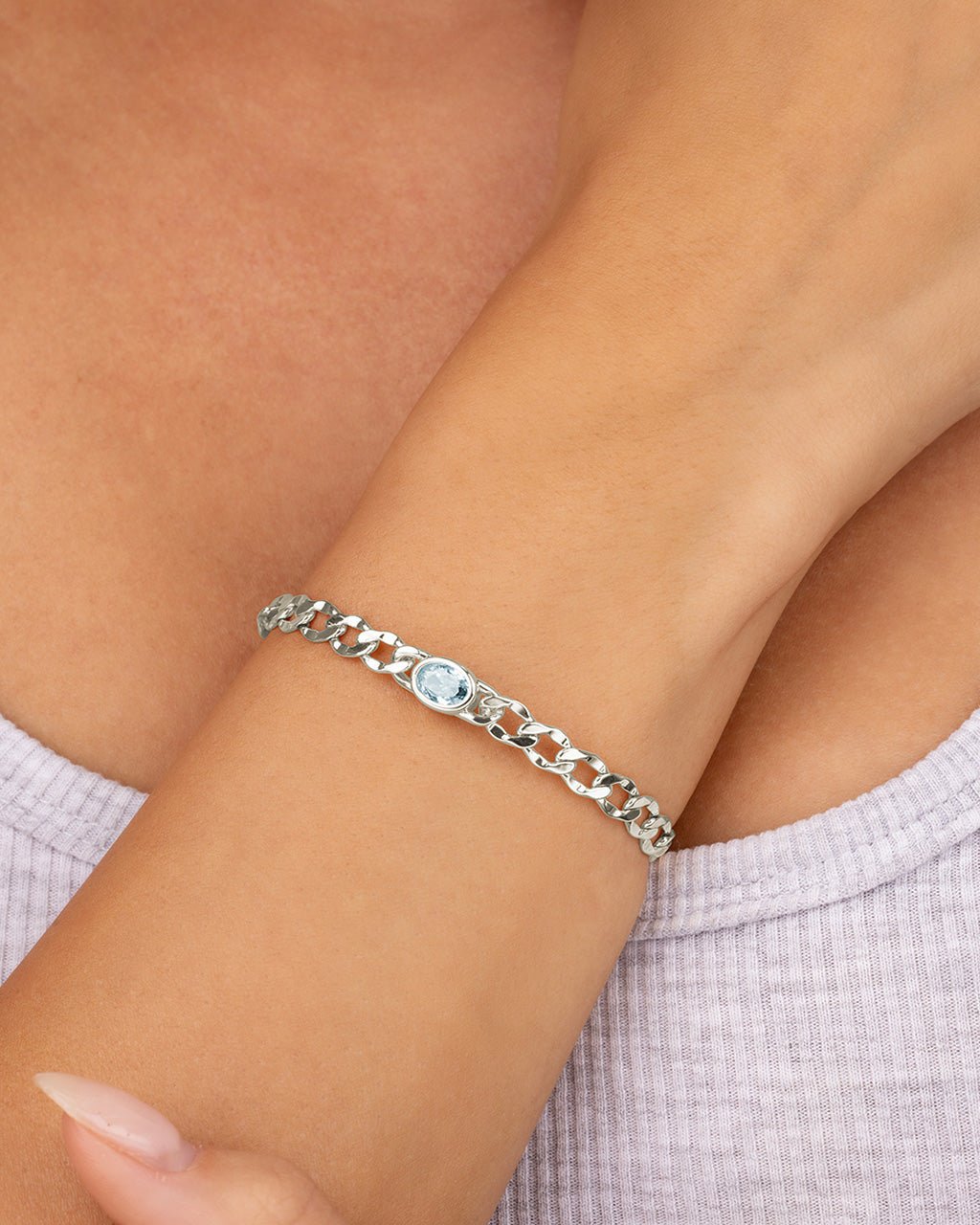 Rebel Station CZ Curb Chain Bracelet - Sterling Forever