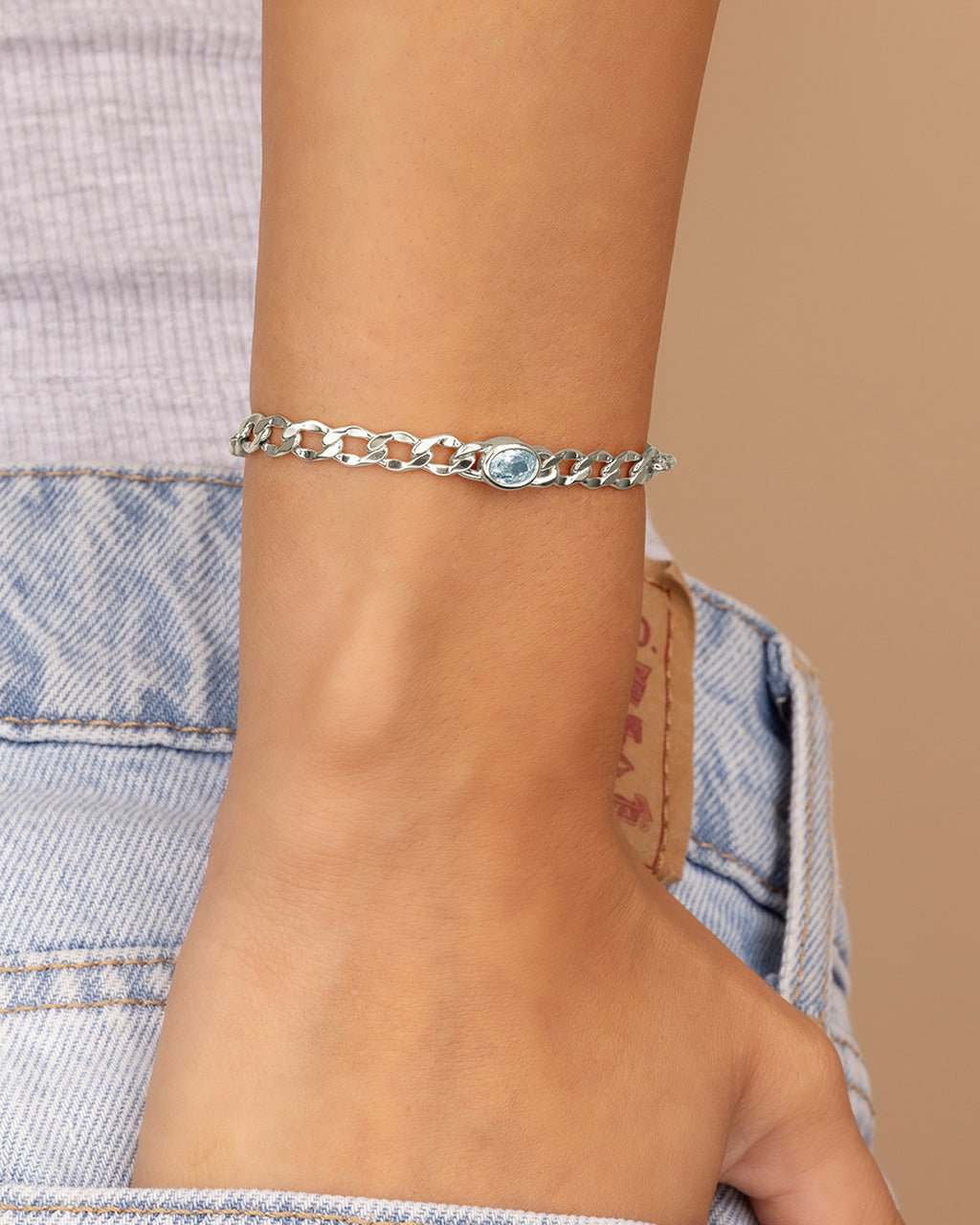 Rebel Station CZ Curb Chain Bracelet - Sterling Forever
