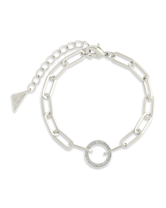 Jacie CZ Circle Paperclip Bracelet