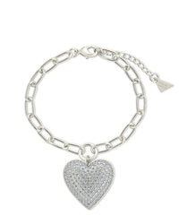 Disco Heart CZ Statement Bracelet - Sterling Forever