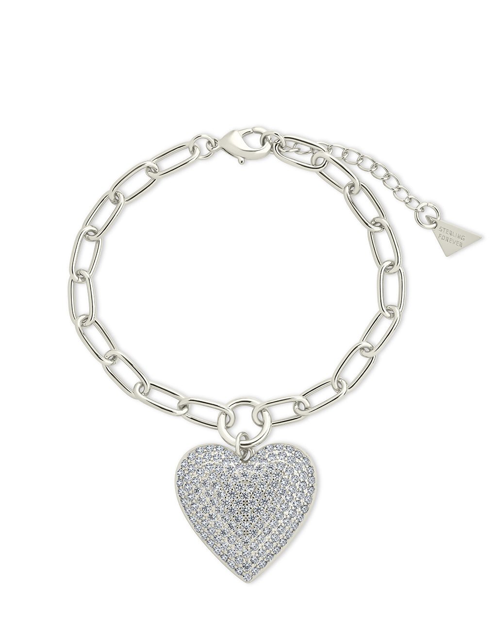 Disco Heart CZ Statement Bracelet - Sterling Forever