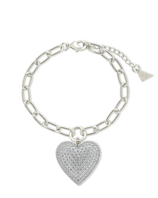 Disco Heart CZ Statement Bracelet