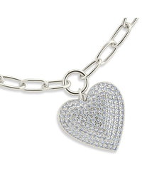 Disco Heart CZ Statement Bracelet - Sterling Forever