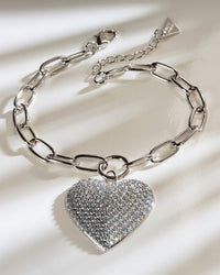 Disco Heart CZ Statement Bracelet - Sterling Forever