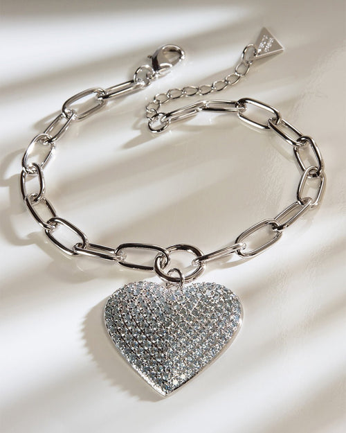 Disco Heart CZ Statement Bracelet - Sterling Forever