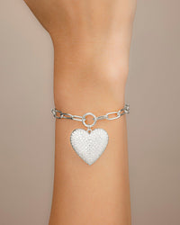 Disco Heart CZ Statement Bracelet - Sterling Forever