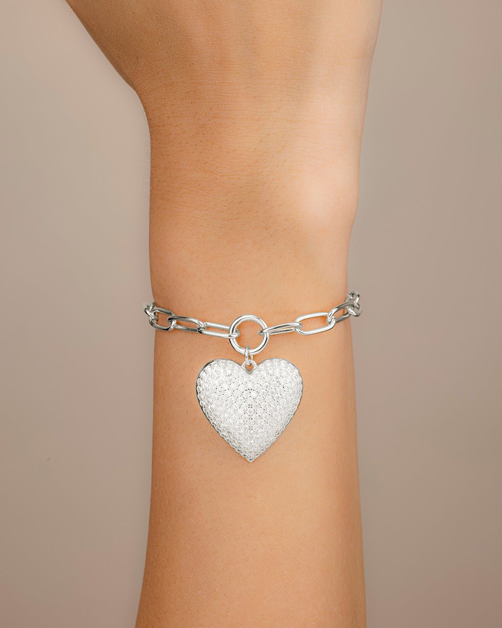 Disco Heart CZ Statement Bracelet - Sterling Forever