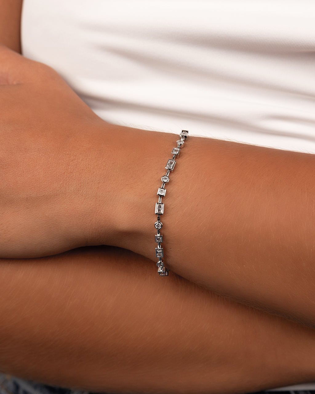 Camden CZ Staggered Tennis Bracelet - Sterling Forever