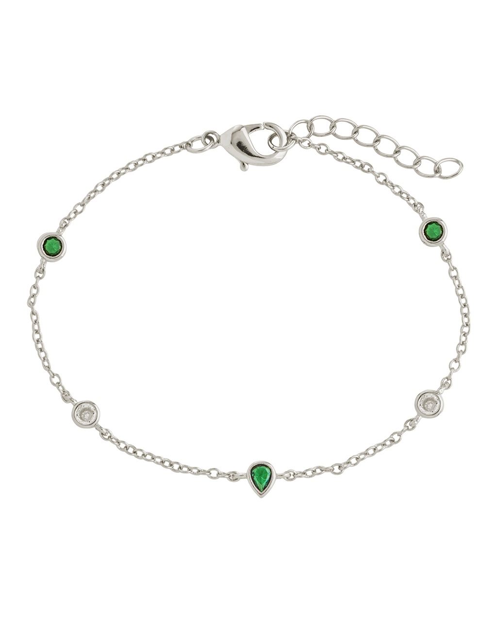 Pear and Round CZ Station Bracelet