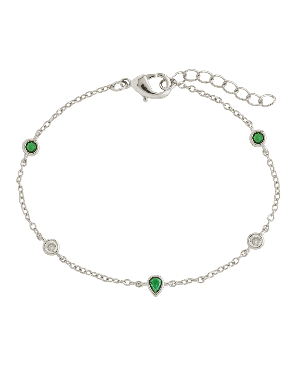 Pear and Round CZ Station Bracelet - Sterling Forever